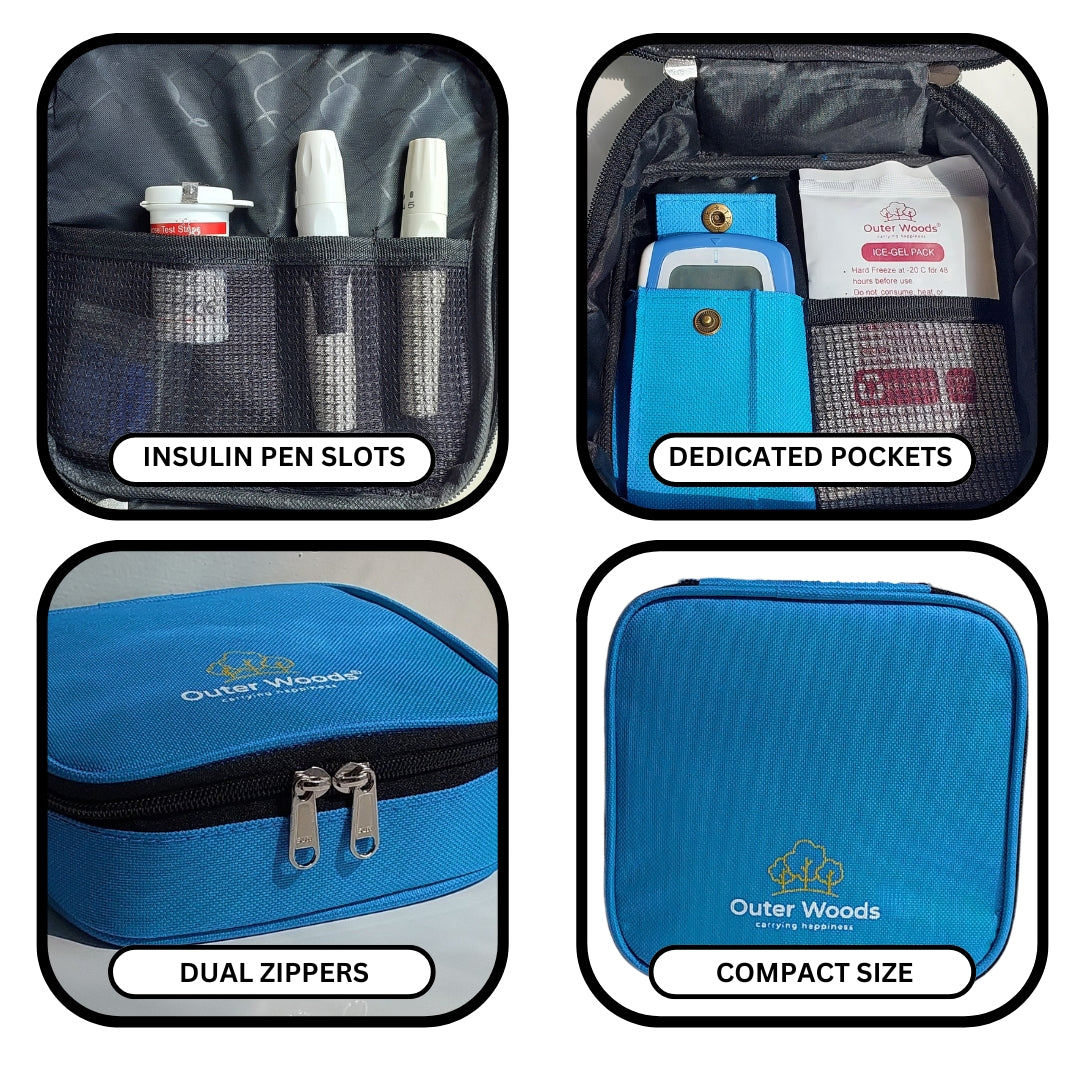 Outer Woods Nylon Insulin Cooling Travel Bag with Two Ice Gel Packs, Keeps Insulin Cool and Safe for 6 to 8 Hours, Insulin Cooler Travel Pouch