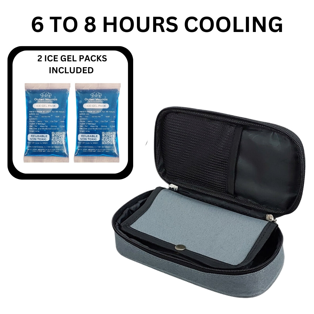 Outer Woods Insulin Cooling Travel Pouch with Two Ice Gel Packs, Cold Pack for Insulin, Insulin Carrier Bag, Keeps Insulin Safe and Cool for 6 to 8 Hours