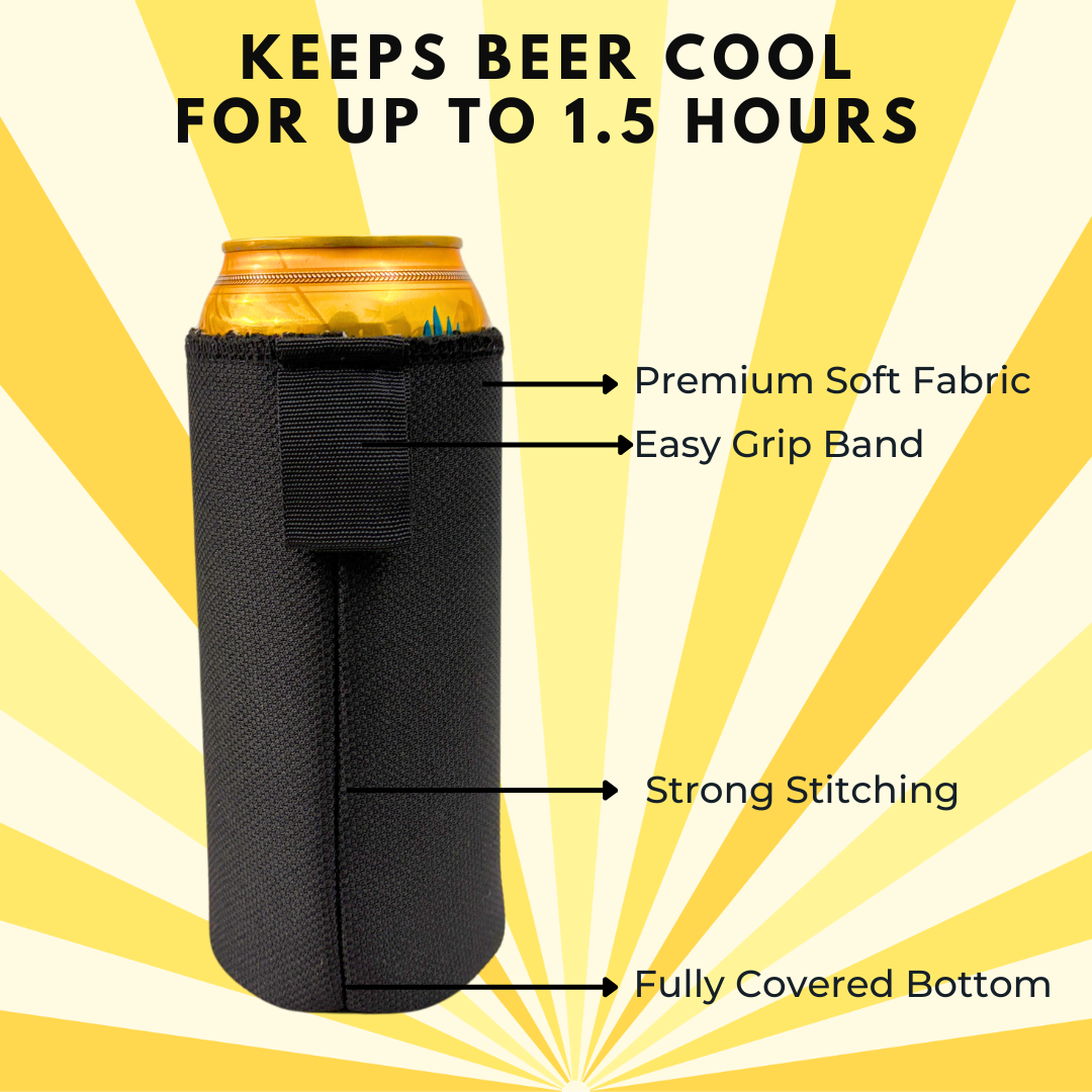 Outer Woods Insulated Beer Can Cooler Sleeve - Set of 4 | Fits 500ml Beer Can | Beer Can Cover (Coozie) with Easy Grip Band & Padded Fabric