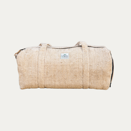 TruHemp Hemp Duffle Bag– Natural Travel Gym Bag with Shoe Compartment, Durable 30L Capacity with Dual YKK Zippered Sections