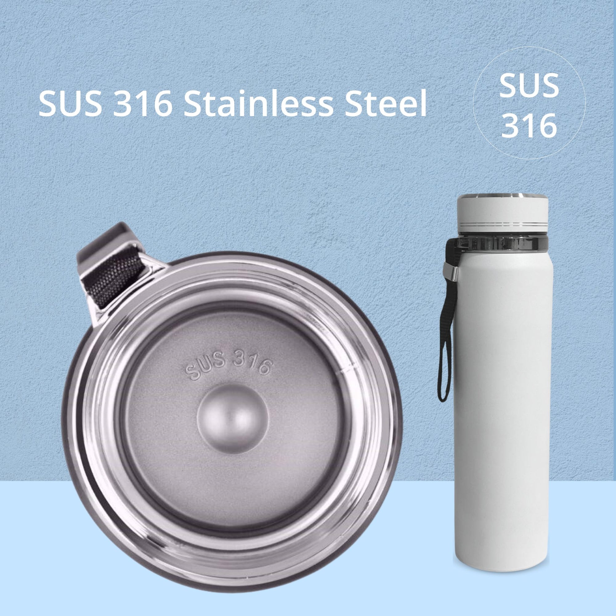 SuperGeneriX 1000ml Stainless Steel Water Bottle with Carry Rope | Leak Proof Double Walled Vacuum Insulated Thermosteel