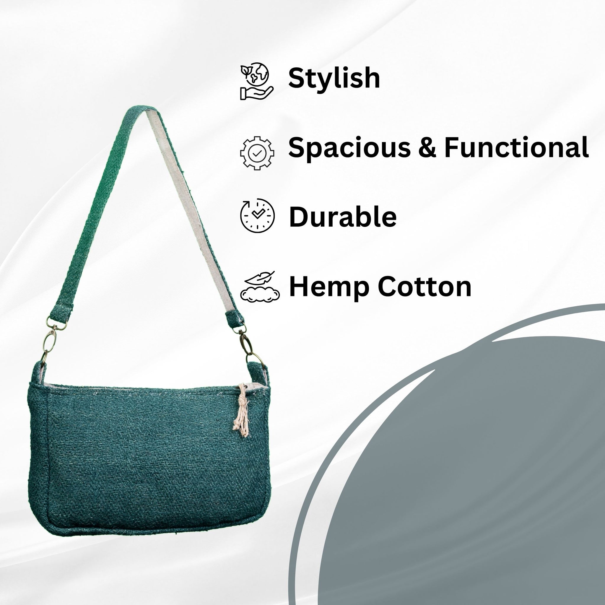 TruHemp Crossbody Bag – Stylish and Practical Shoulder Bag, Adjustable and Detachable Strap, Durable Zipper Closure