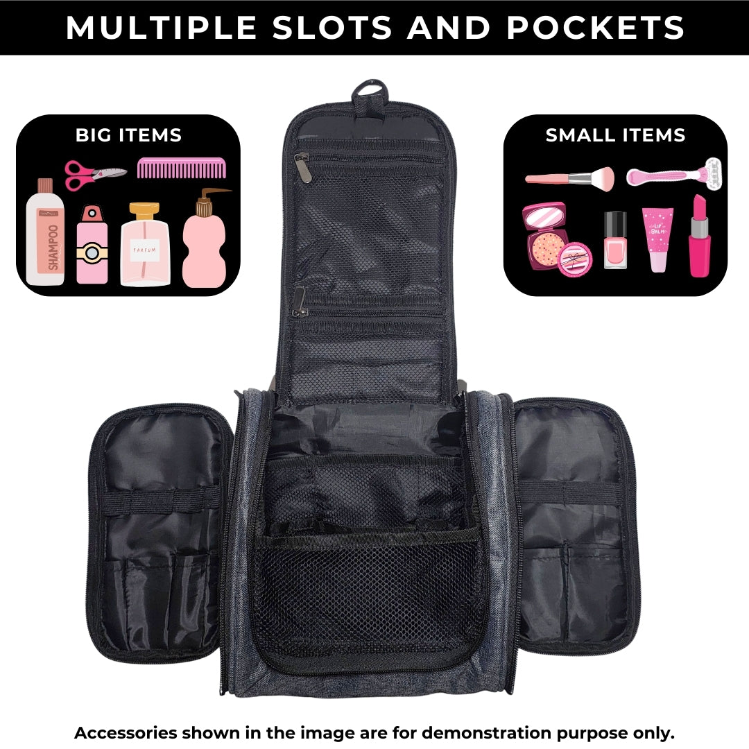 Outer Woods Travel Toiletry Bag with Hanging Hook, Waterproof Travel Pouch with Multiple Compartments for Cosmetics and Toiletries