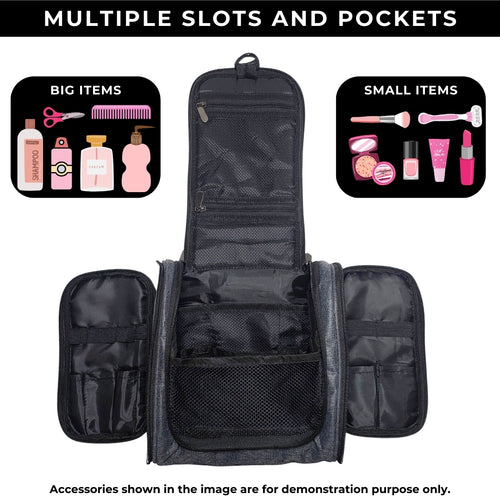 Outer Woods Travel Toiletry Bag with Hanging Hook, Waterproof Travel Pouch with Multiple Compartments for Cosmetics and Toiletries