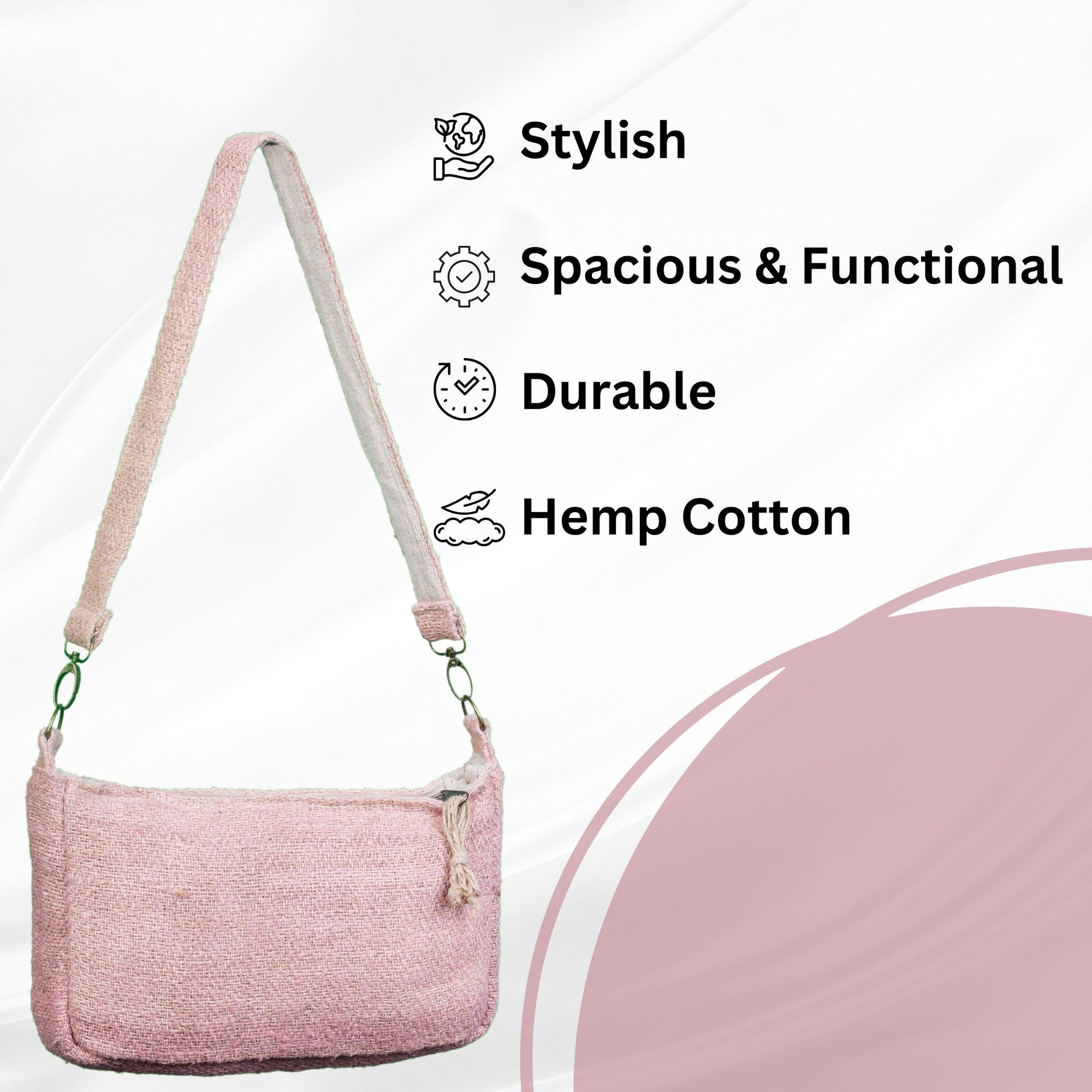 TruHemp Crossbody Bag – Stylish and Practical Shoulder Bag, Adjustable and Detachable Strap, Durable Zipper Closure