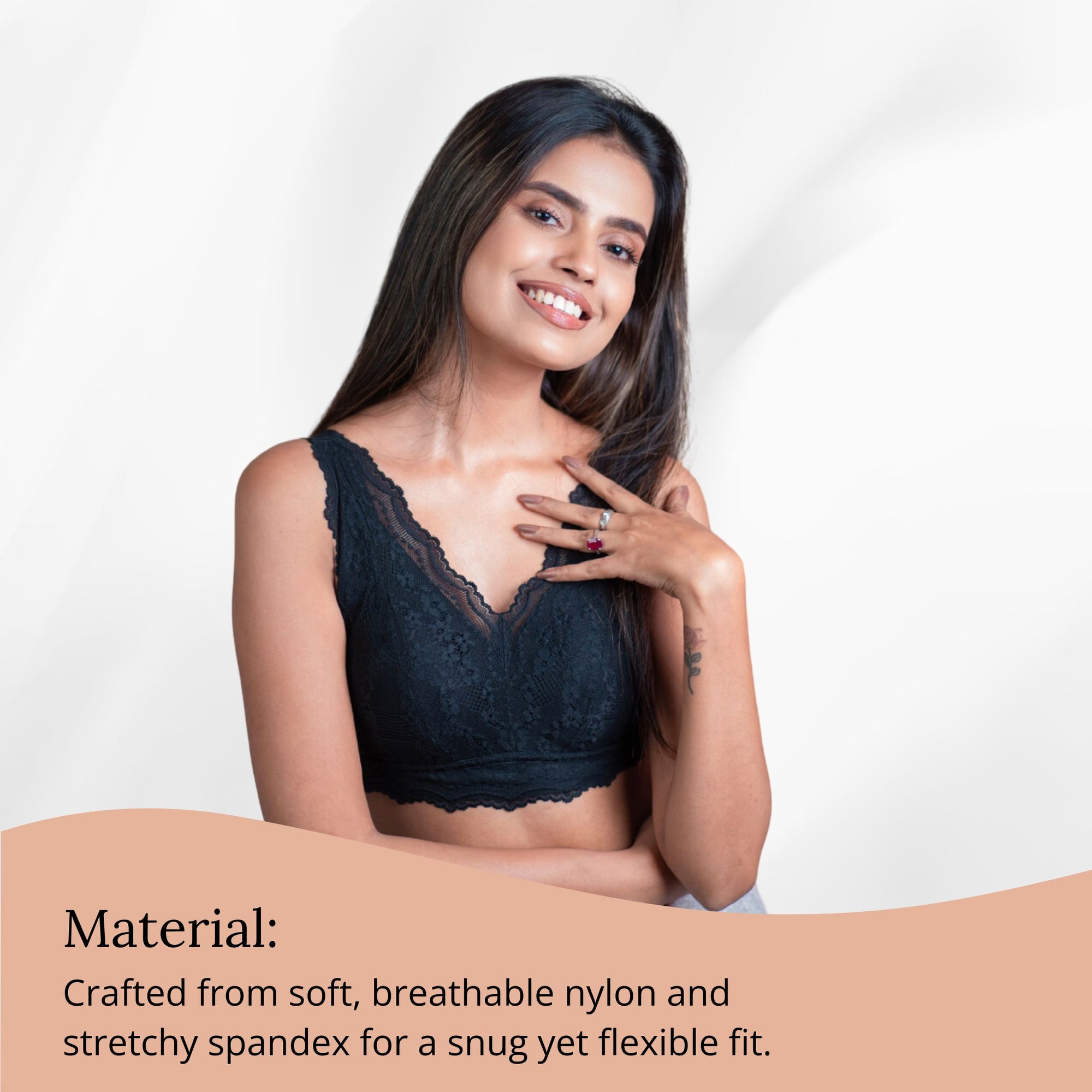 Women's Lace Bra Bralette Everyday Comfort Padded Bra for Women Non-Adjustable Strap with Back Hook Closure