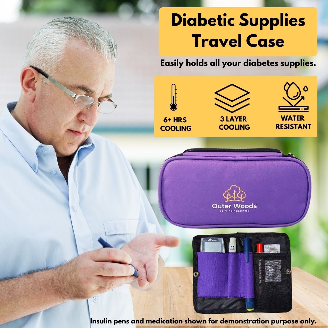 Outer Woods Insulin Cooling Travel Pouch with Two Ice Gel Packs, Cold Pack for Insulin, Insulin Carrier Bag, Keeps Insulin Safe and Cool for 6 to 8 Hours