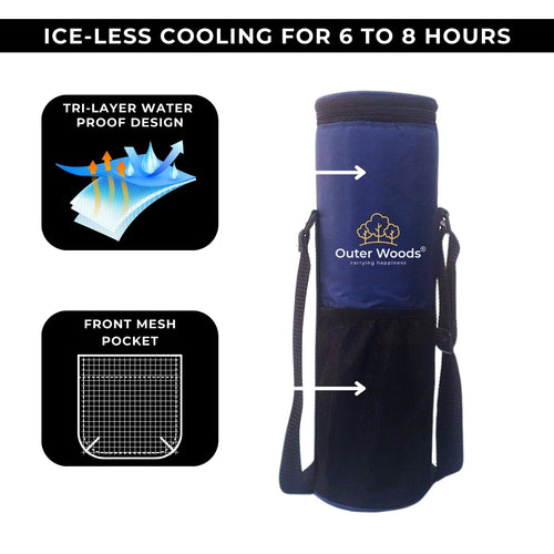 Outer Woods Insulated Cooler Bag for 1 Bottle with Adjustable Strap, Compact Wine Bottle Carrier for Travel & Outdoor, 6+ Hours Cooling, Beverage Cooler Bag