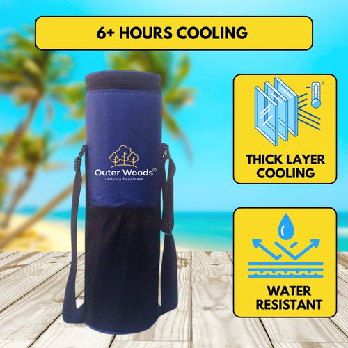 Outer Woods Insulated Cooler Bag for 1 Bottle with Adjustable Strap, Compact Wine Bottle Carrier for Travel & Outdoor, 6+ Hours Cooling, Beverage Cooler Bag