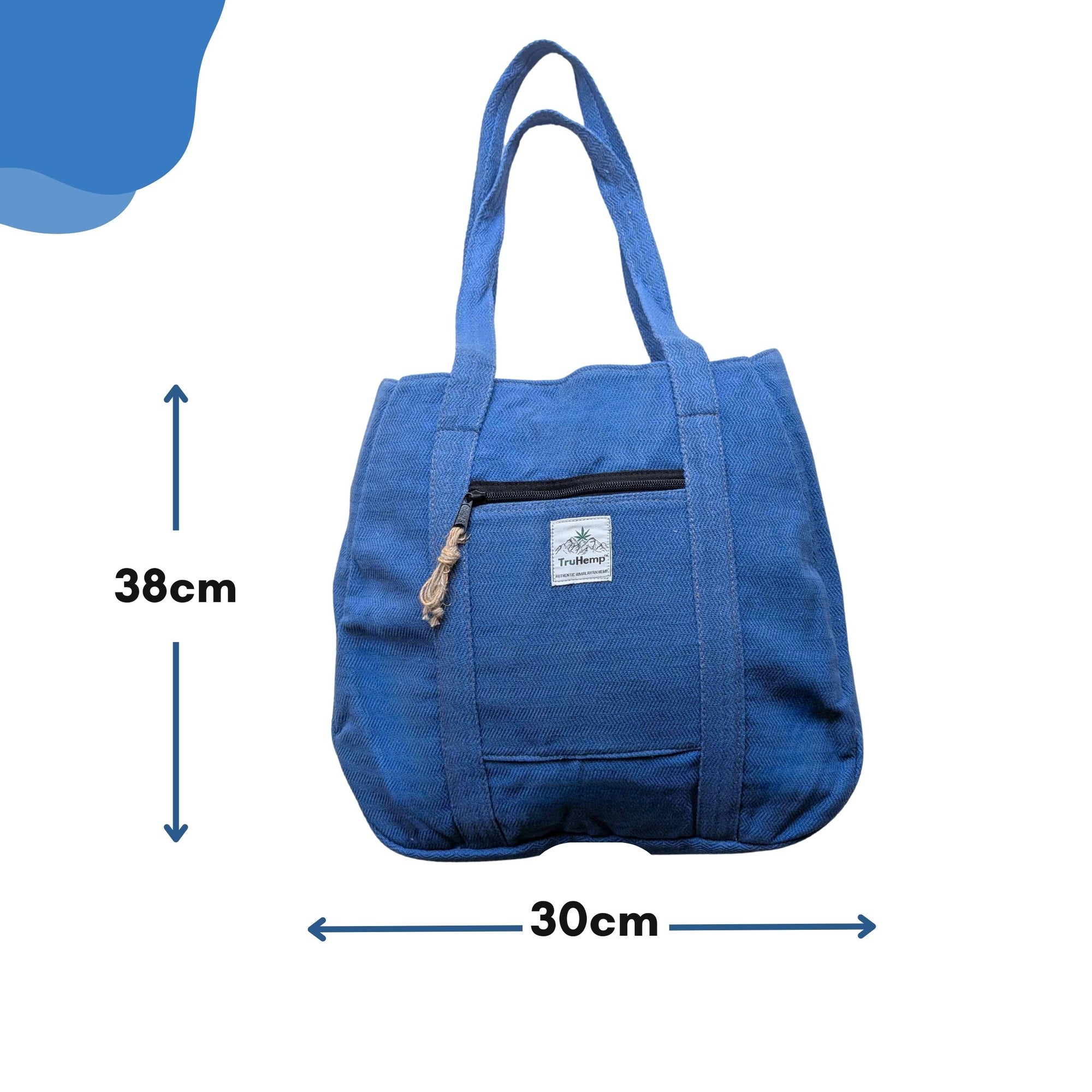 TruHemp Himalayan Hemp Tote Bag– Spacious Shopping Tote with Dual Zippered Compartments, Durable Market Bag with Cotton Lining, 10L Capacity
