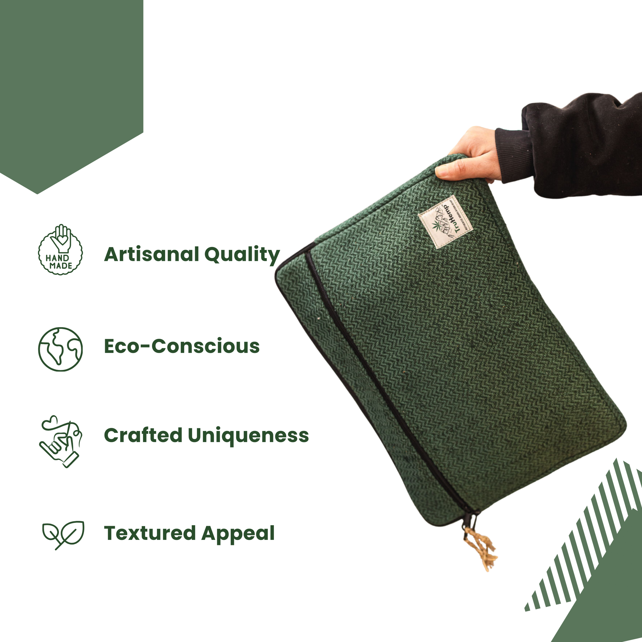 TruHemp Laptop Sleeve – Durable 14-Inch Laptop Cover with Zipper, Lightweight Water-Resistant Case for Travel & Work