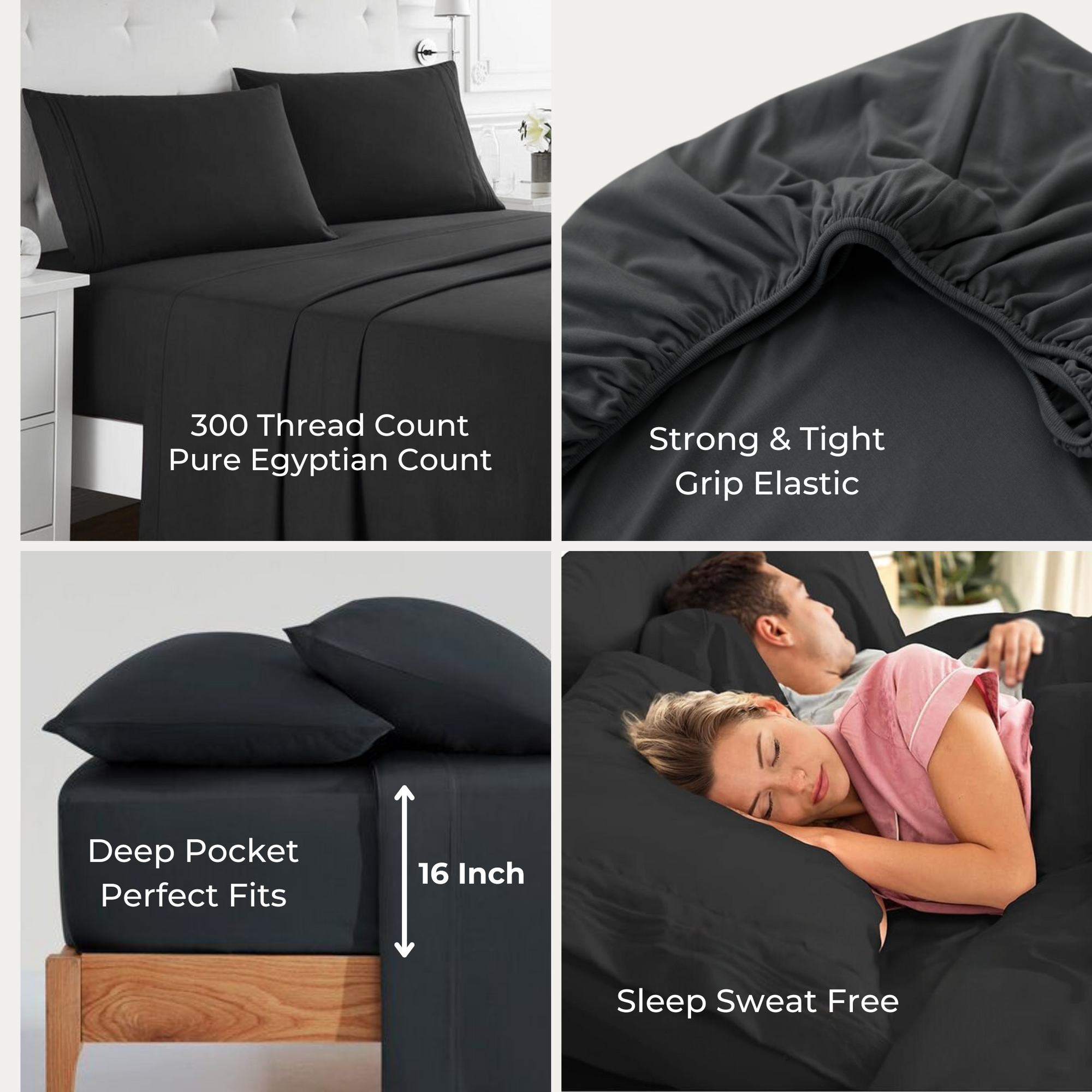 bellolin 100% Cotton Bed Sheet Set with Deep Pocket, 400 Thread Count Extra Soft Bed Sheet, Cooling Sheet with 2 Pillow Covers - 4 Piece Set