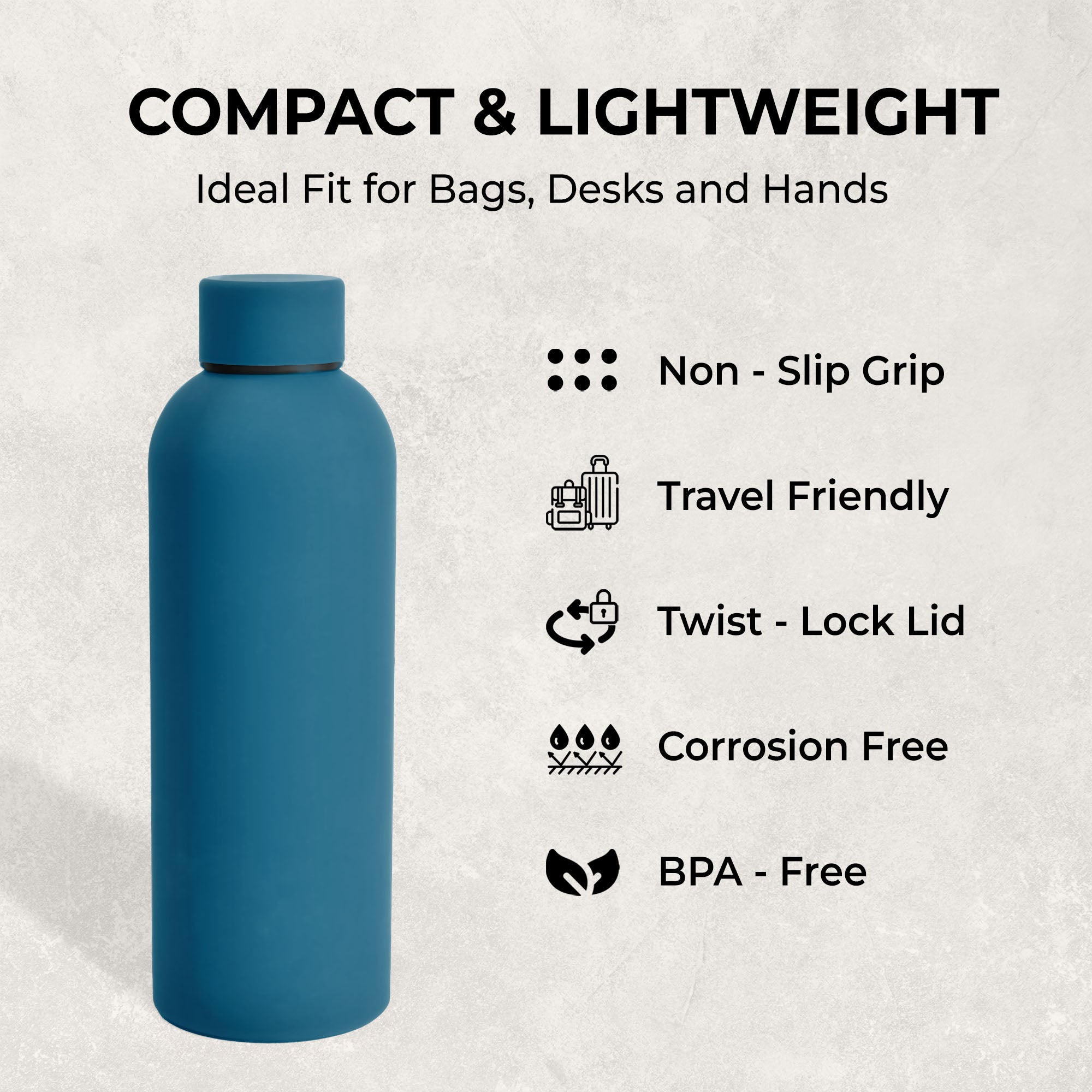 SuperGeneriX 500ml Matte Finish Stainless Steel Water Bottle | Vacuum Insulated Travel Bottle |12 hrs Hot & 18 hrs Cold 