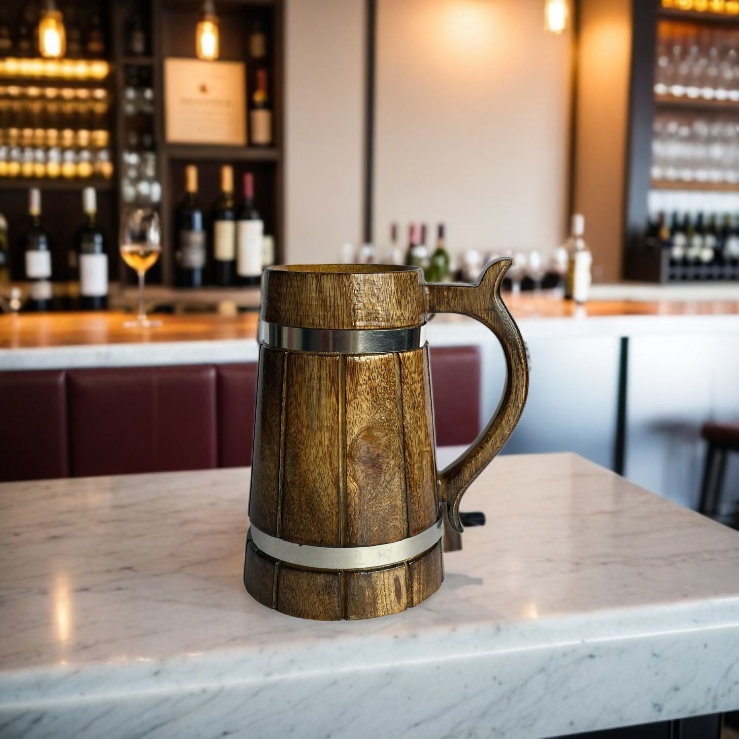 SuperGeneriX Beer Mug | Wooden Beer Mug | Craft Beer Mug | Barrel Shaped Jumbo Mug | Natural Beer Mug | Unique Beer Mug (Light Brown)