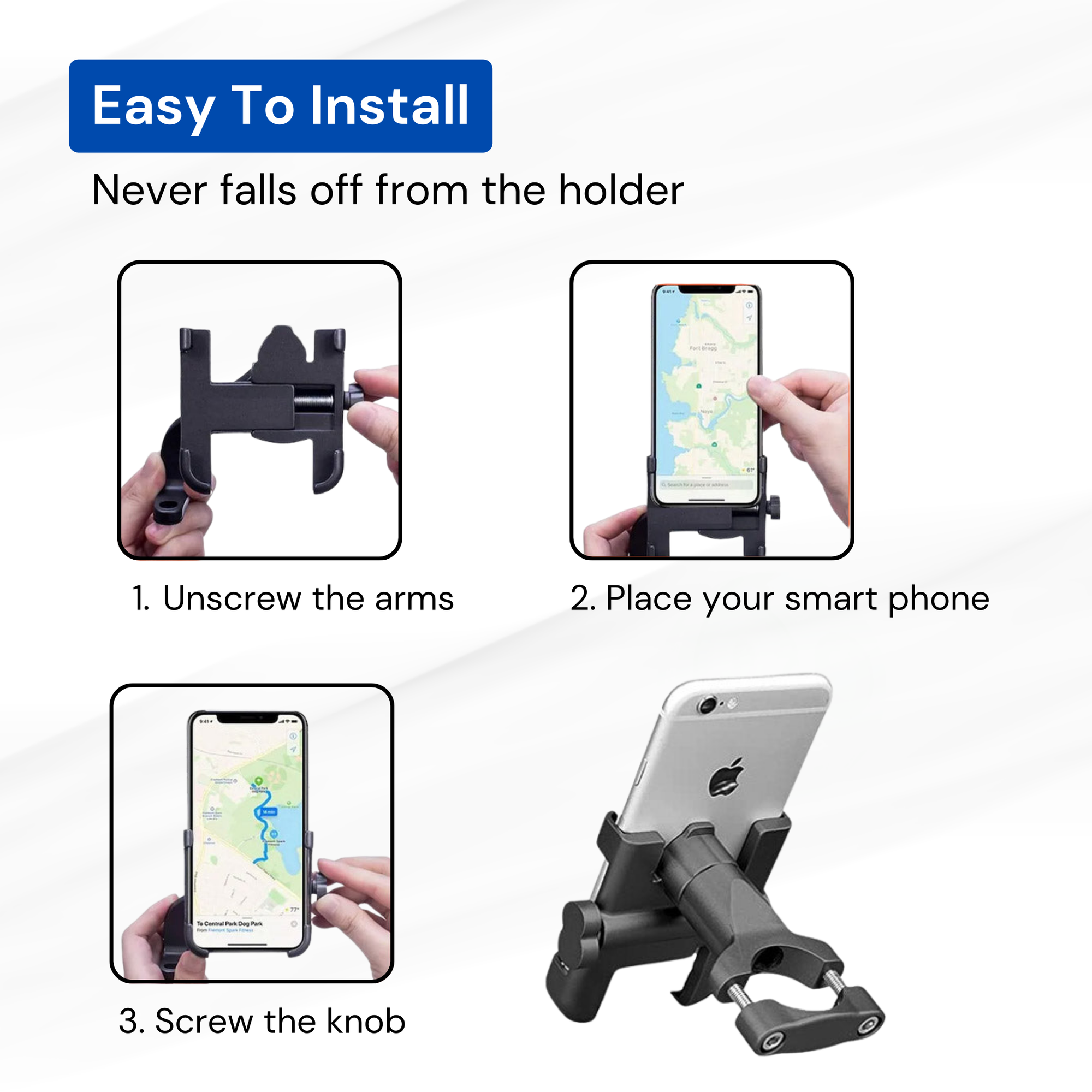 SuperGeneriX C-1 Bike Mobile Holder with 360-Degree Rotation Universal Bike Phone Mount for 3.5-6.5 Inch Devices