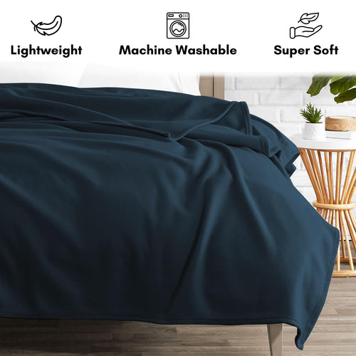 bellolin Flano Blanket for Single Bed, Super Soft Lightweight Polar Fleece Blanket, Warm and Cozy Kambal, All-Season Blanket for Bed, Sofa, Couch, or Travel, Size: 60x90 inches (Navy Blue)