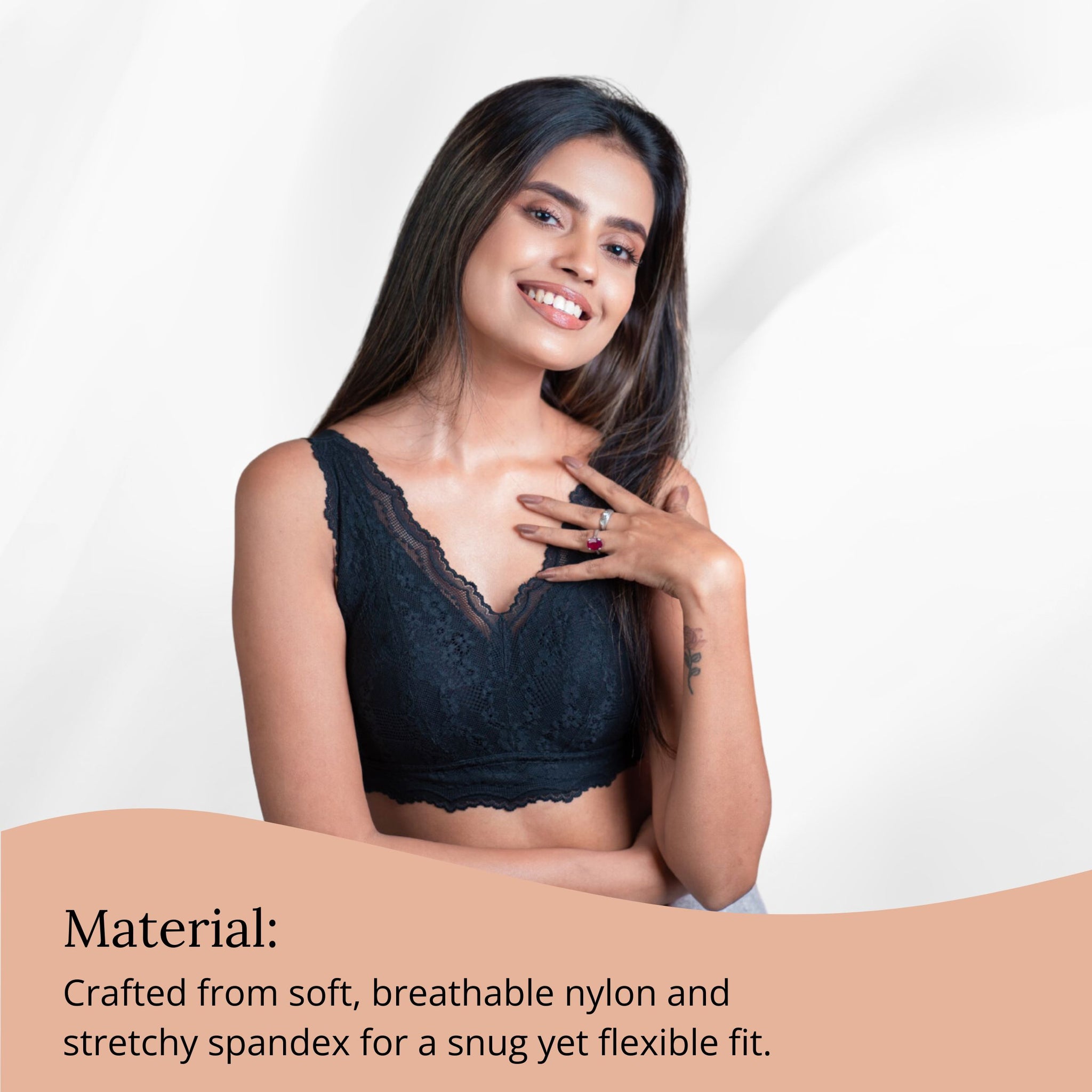 Women's Lace Bra Bralette Everyday Comfort Padded Bra for Women Non-Adjustable Strap with Back Hook Closure