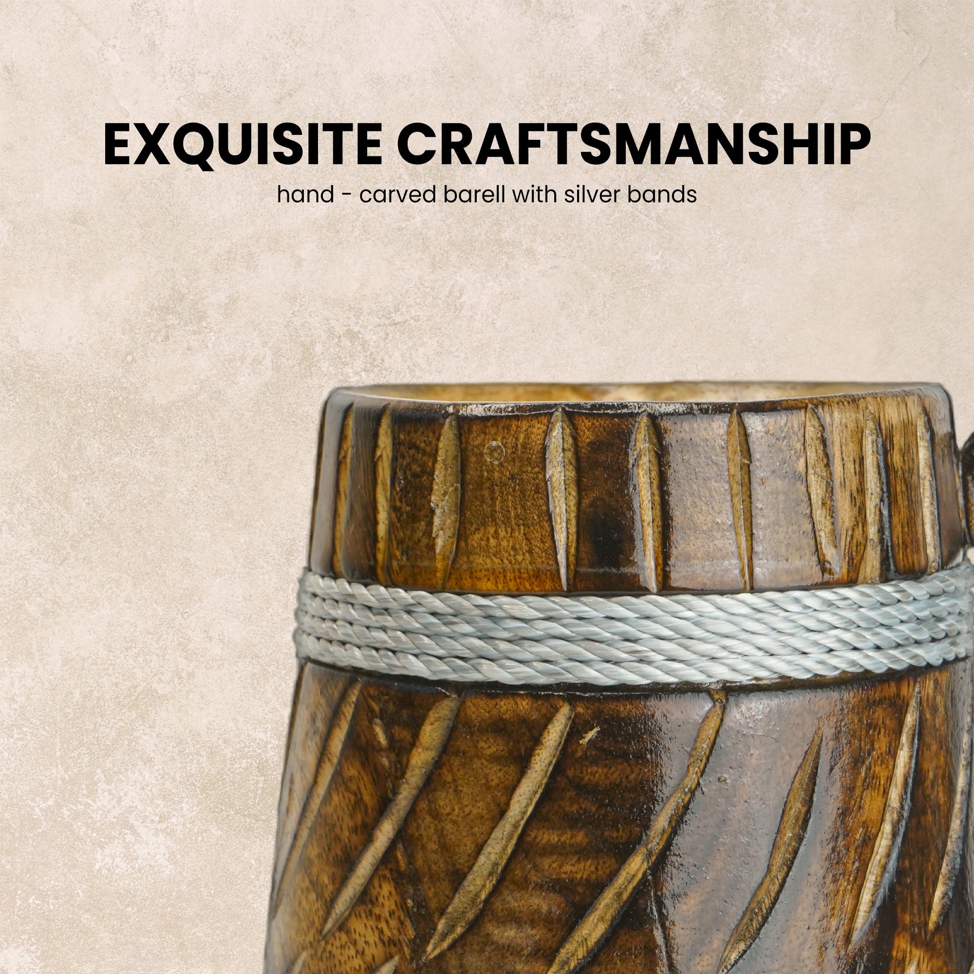 SuperGeneriX 350ml Handmade Wooden Beer Mug, Mango Wood with Sheesham Finish, Barrel Style, Lightweight & Durable, for C