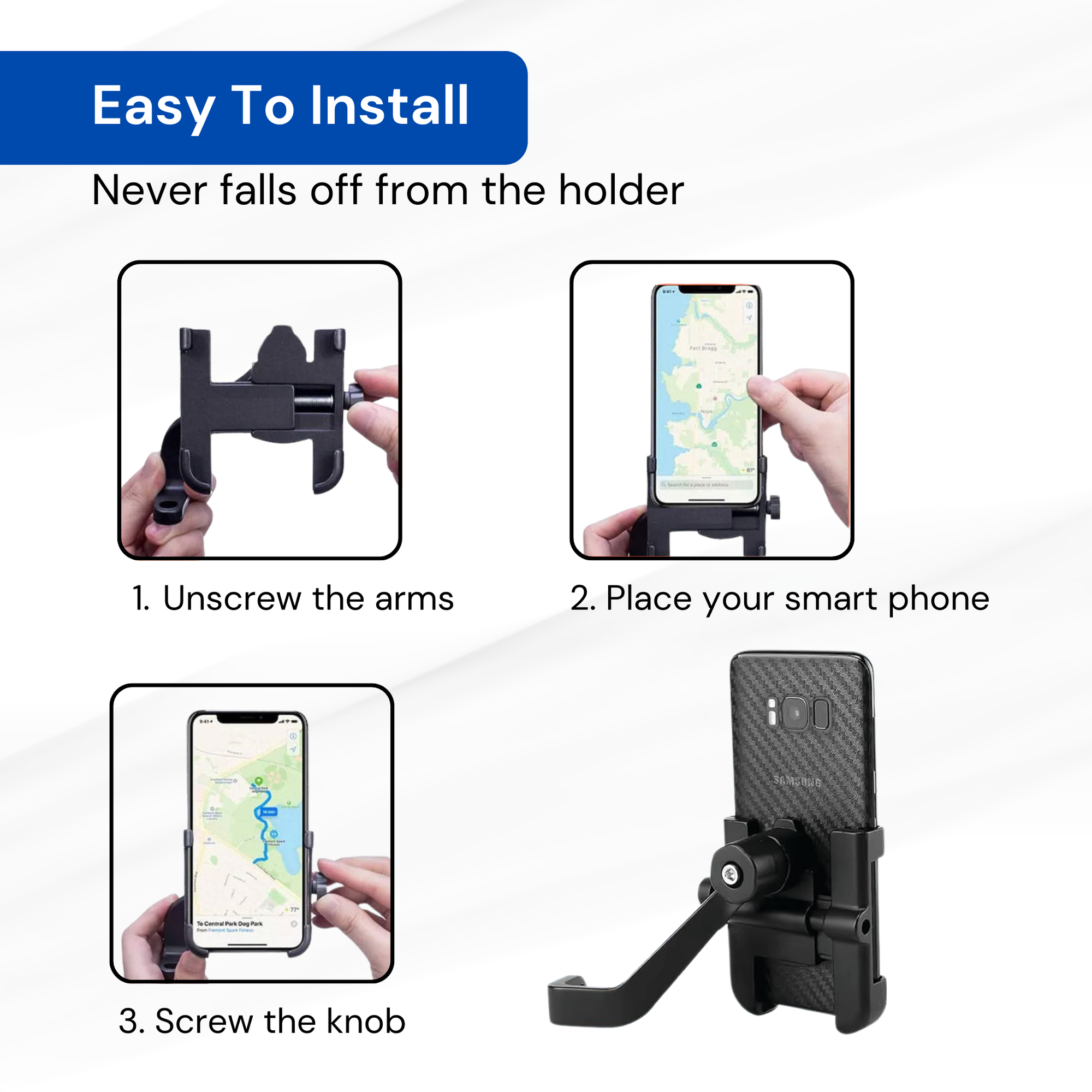 SuperGeneriX C-2 Bike Mobile Holder with 360-Degree Rotation Universal Bike Phone Mount for 3.5-6.5 Inch Devices Motorcy