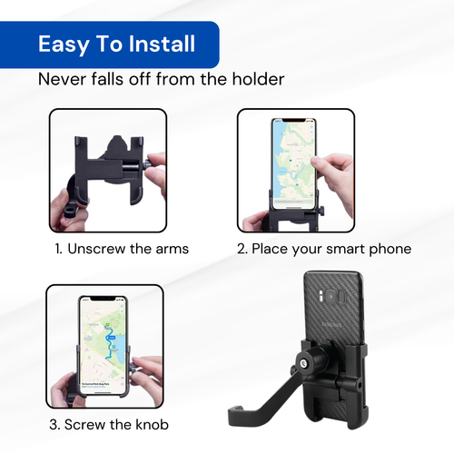 SuperGeneriX C-2 Bike Mobile Holder with 360-Degree Rotation Universal Bike Phone Mount for 3.5-6.5 Inch Devices Motorcycle Phone Mount with Secure Buckle Design
