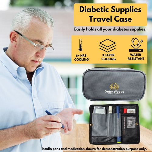 Outer Woods Insulin Cooling Travel Pouch with Two Ice Gel Packs, Cold Pack for Insulin, Insulin Carrier Bag, Keeps Insulin Safe and Cool for 6 to 8 Hours