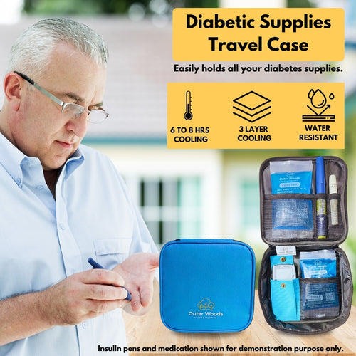 Outer Woods Nylon Insulin Cooling Travel Bag with Two Ice Gel Packs, Keeps Insulin Cool and Safe for 6 to 8 Hours, Insulin Cooler Travel Pouch