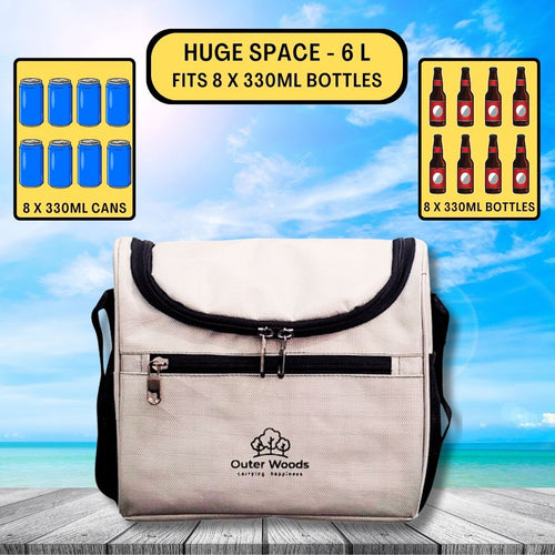 Outer Woods Insulated 8 Pint Bottle Bag, Fits 8 x 330 ml Pint Bottles, 6 to 8 Hours Cooling, Includes 4 Ice Gel Packs