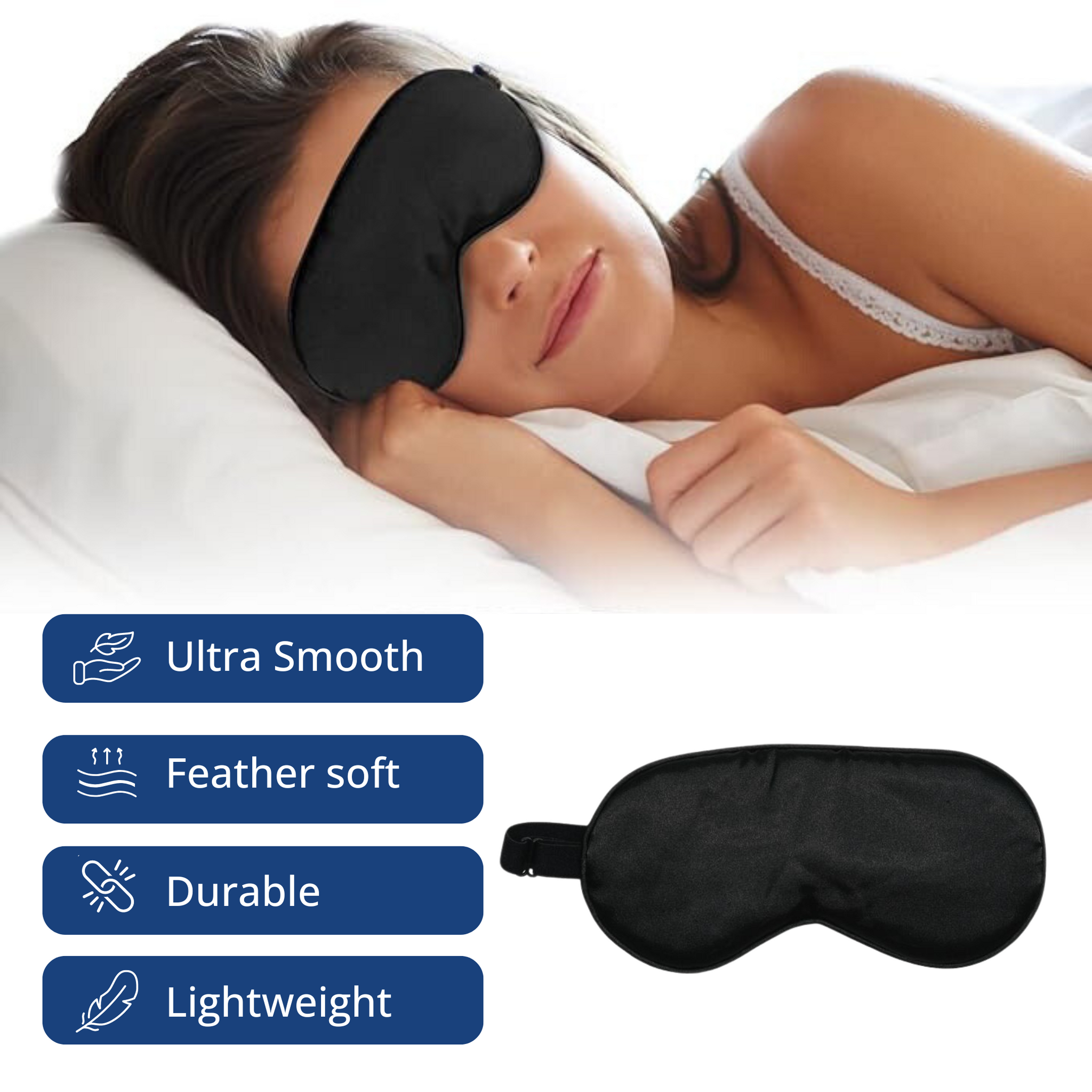 SuperGeneriX Natural Silk Eye Mask | Ultra Smooth Adjustable Sleep Mask | Light Blocking Eye Cover for Sleeping, Travell