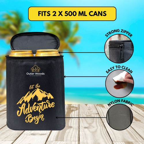 Outer Woods Insulated Beer Can Cooler Sleeve - Set of 4 | Fits 500ml Beer Can | Beer Can Cover (Coozie) with Easy Grip Band & Padded Fabric