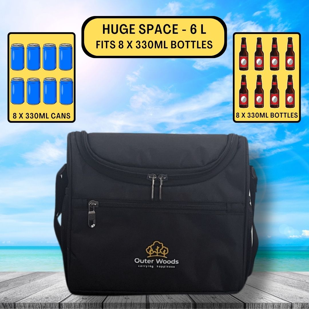 Outer Woods Insulated 8 Pint Bottle Bag, Fits 8 x 330 ml Pint Bottles, 6 to 8 Hours Cooling, Includes 4 Ice Gel Packs