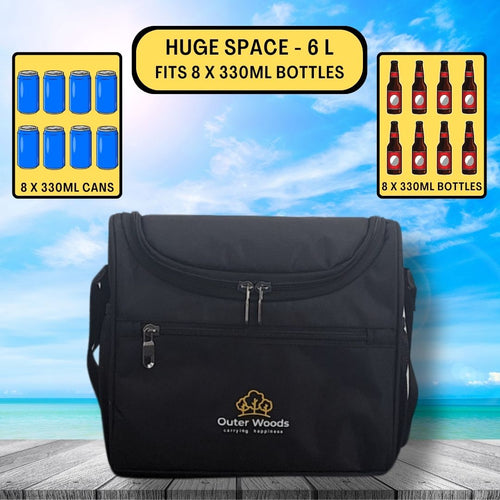 Outer Woods Insulated 8 Pint Bottle Bag, Fits 8 x 330 ml Pint Bottles, 6 to 8 Hours Cooling, Includes 4 Ice Gel Packs