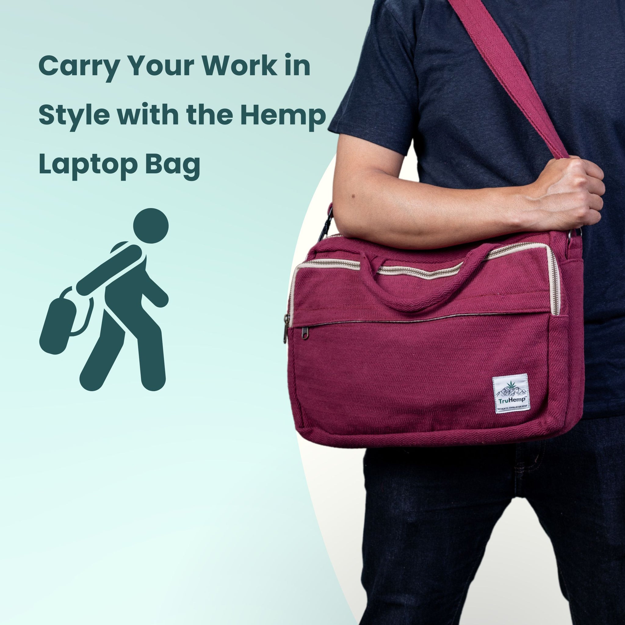 TruHemp Handmade Hemp Side Bag with Cotton Blend– Durable and Stylish Crossbody Messenger Bag with Adjustable Strap