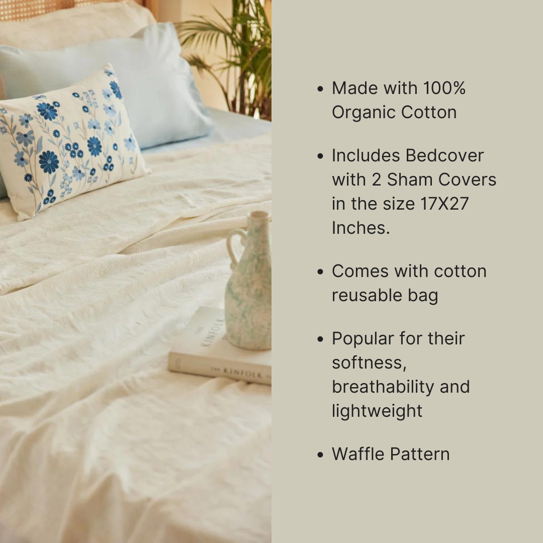 Holy Grail Homes 100% Cotton Bedspread with 2 Pillow Covers, Coverlet, Oeko-TEX Certified Luxuriously Soft Coverlet