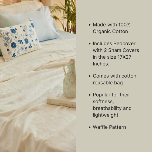 Holy Grail Homes 100% Cotton Bedspread with 2 Pillow Covers, Coverlet, Oeko-TEX Certified Luxuriously Soft Coverlet