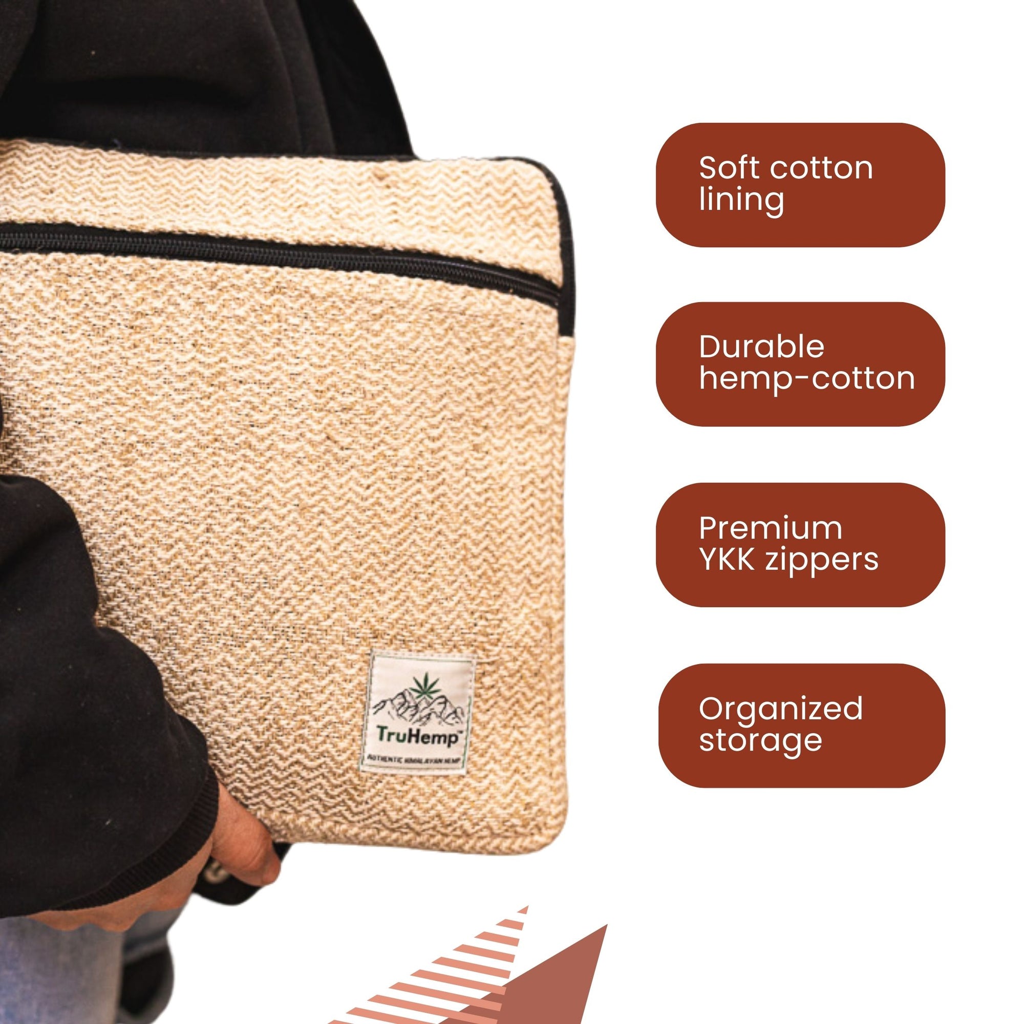TruHemp Laptop Sleeve – Durable 14-Inch Laptop Cover with Zipper, Lightweight Water-Resistant Case for Travel & Work