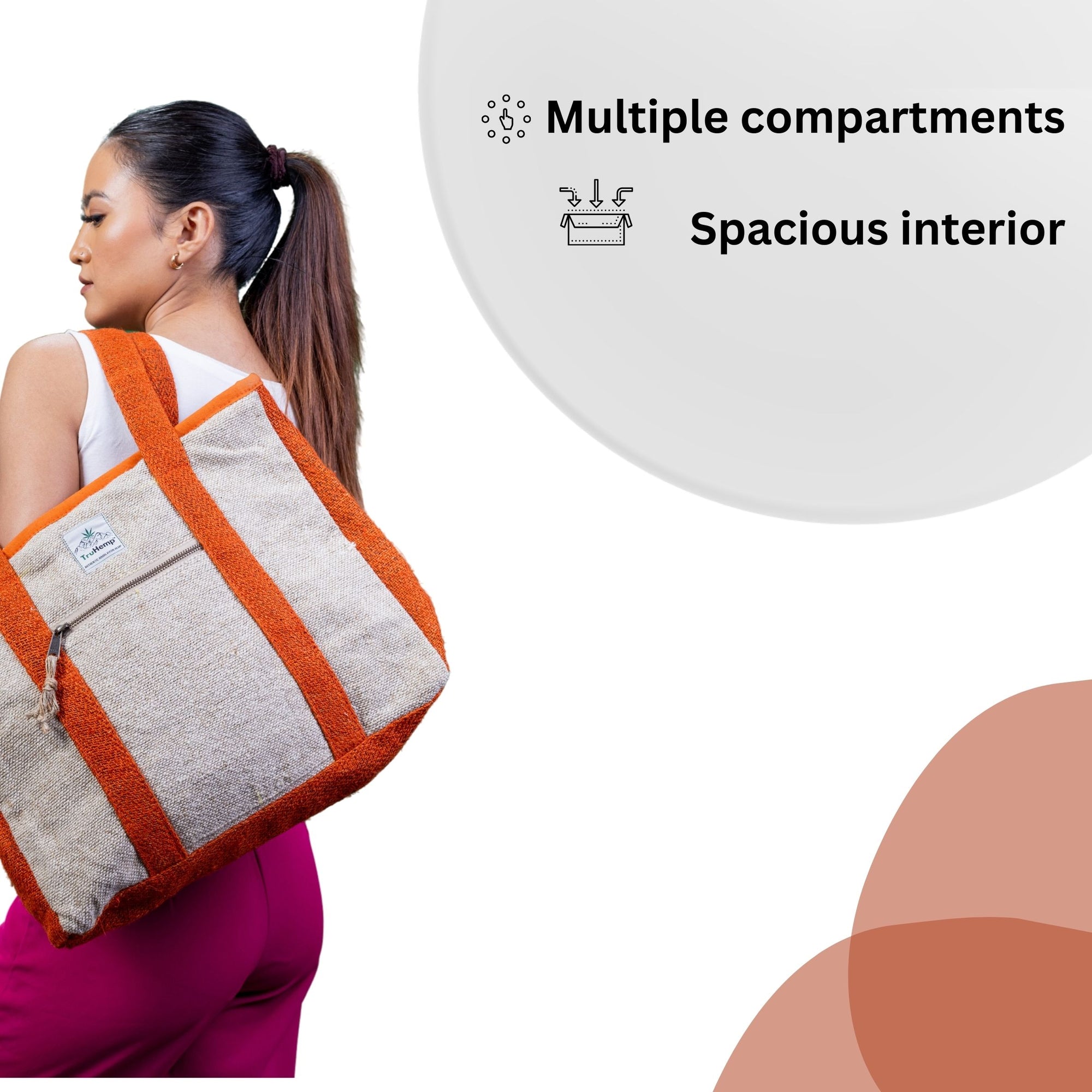 TruHemp Hemp Corporate Tote Bag– Durable Reusable Shoulder Bag for Office, Shopping, and Travel, Lightweight Large Tote with Sturdy Straps