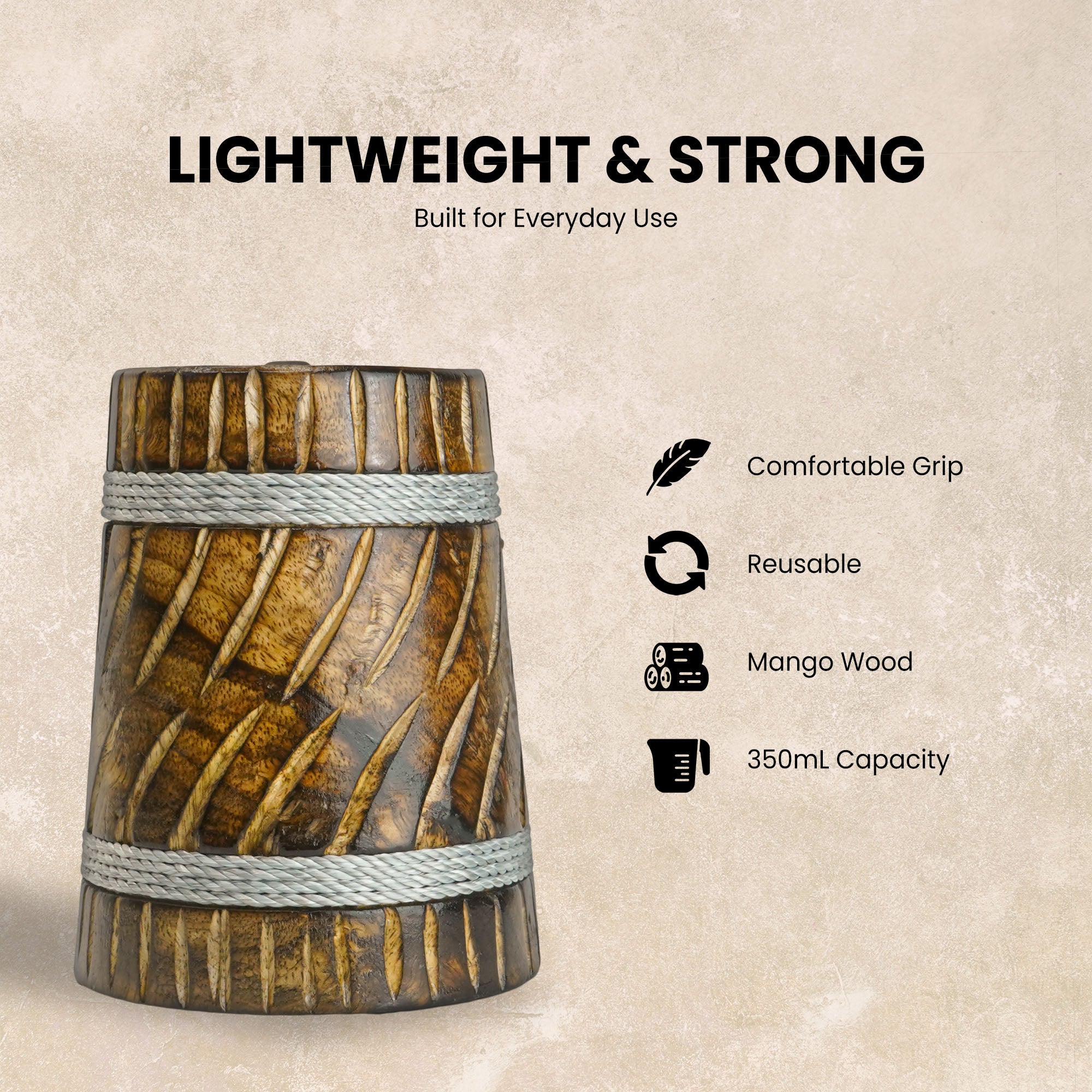 SuperGeneriX Beer Mug | Wooden Beer Mug | Craft Beer Mug | Barrel Shaped Jumbo Mug | Natural Beer Mug | Unique Beer Mug (Light Brown)