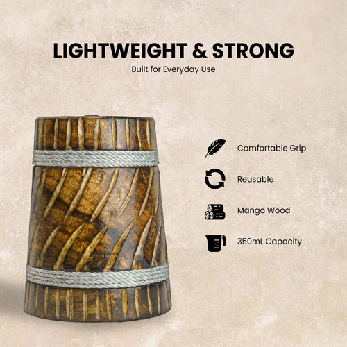 SuperGeneriX Beer Mug | Wooden Beer Mug | Craft Beer Mug | Barrel Shaped Jumbo Mug | Natural Beer Mug | Unique Beer Mug (Light Brown)