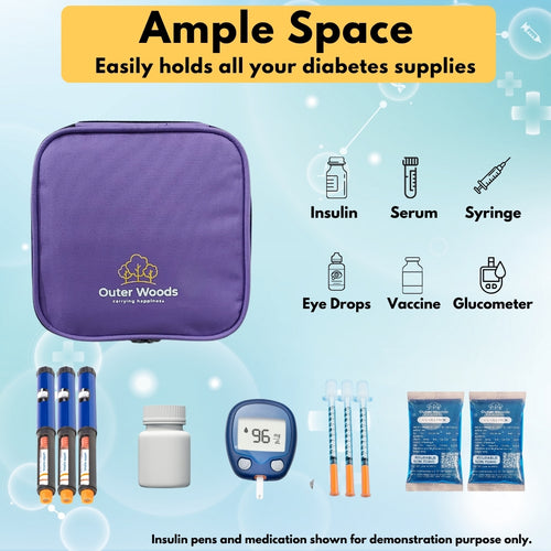 Outer Woods Nylon Insulin Cooling Travel Bag with Two Ice Gel Packs, Keeps Insulin Cool and Safe for 6 to 8 Hours, Insulin Cooler Travel Pouch