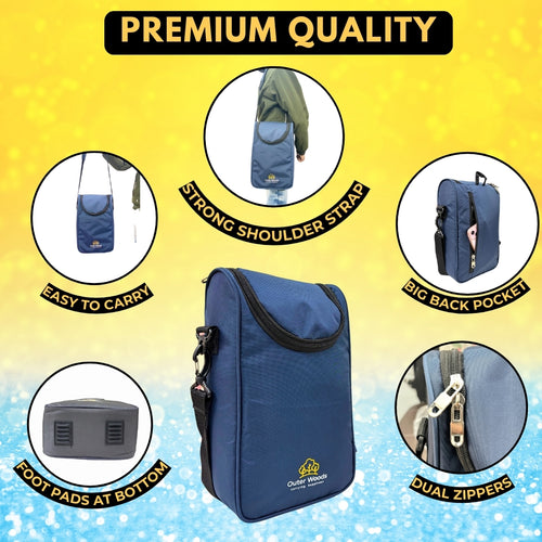 Outer Woods Nylon Insulated 2 Bottle Bag, 360° Insulation and Portable Padded Protection for Glass Bottles, Ideal for Carrying Wine, Beer, Whisky, Vodka, Soda, Juice, Milk and Water