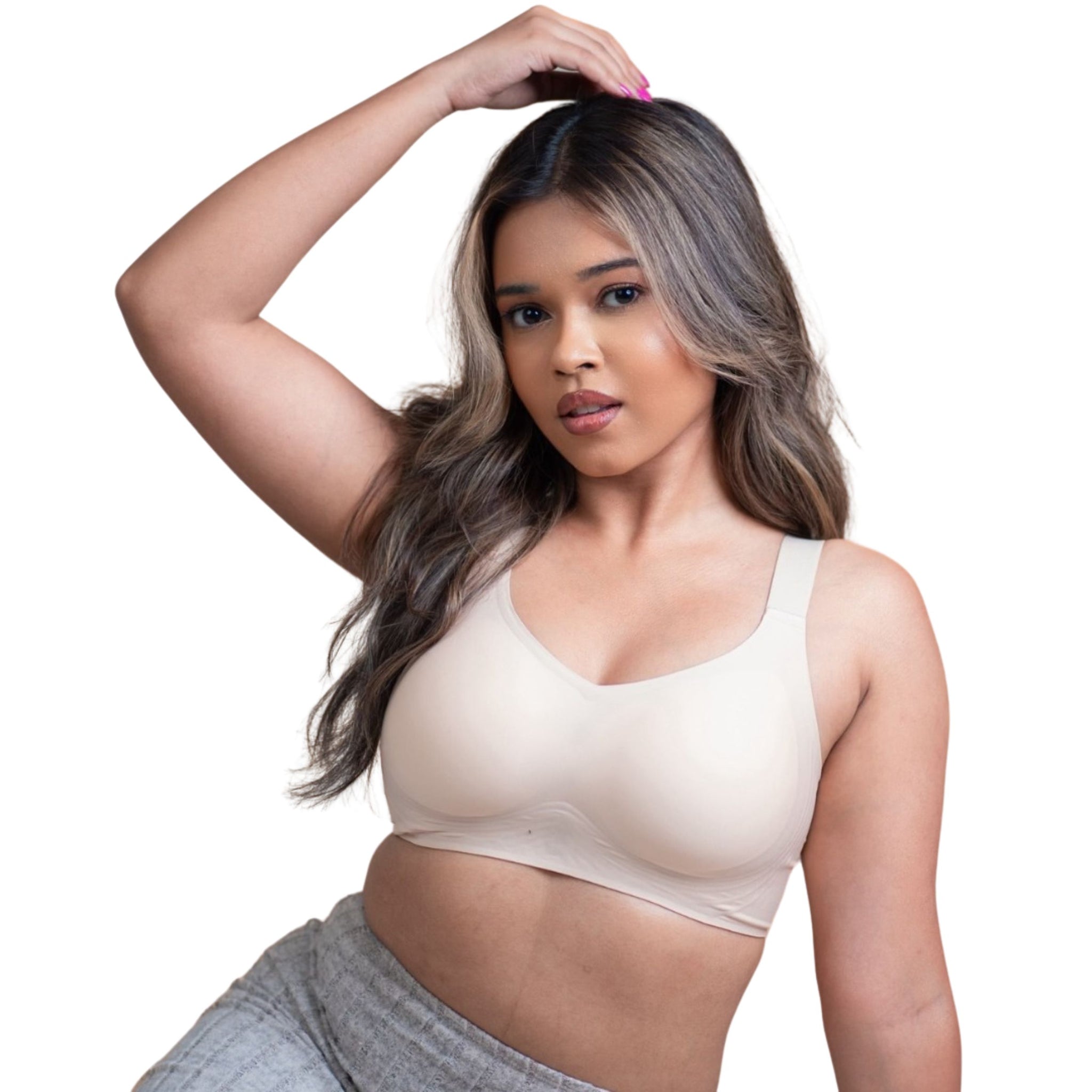 Seamless Padded Support Bra for Women Nylon & Spandex, Thick & Adjustable Straps, Back Hook Closure