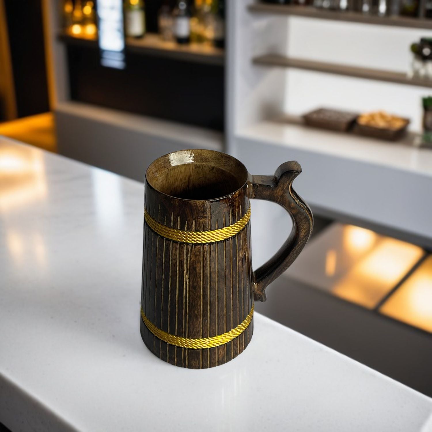 SuperGeneriX Beer Mug | Wooden Beer Mug | Craft Beer Mug | Barrel Shaped Jumbo Mug | Natural Beer Mug | Unique Beer Mug (Light Brown)