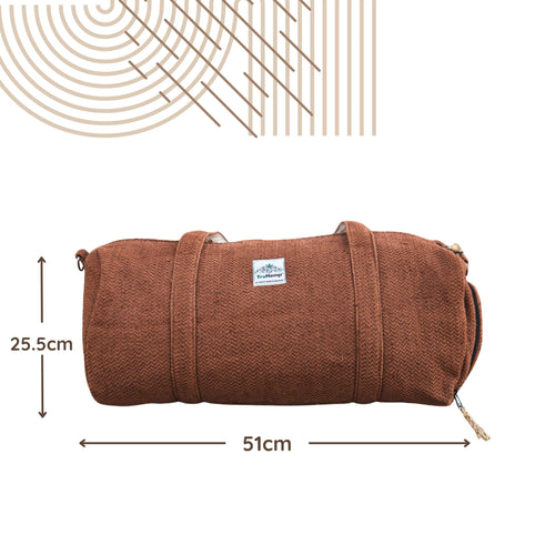 TruHemp Hemp Duffle Bag– Natural Travel Gym Bag with Shoe Compartment, Durable 30L Capacity with Dual YKK Zippered Sections