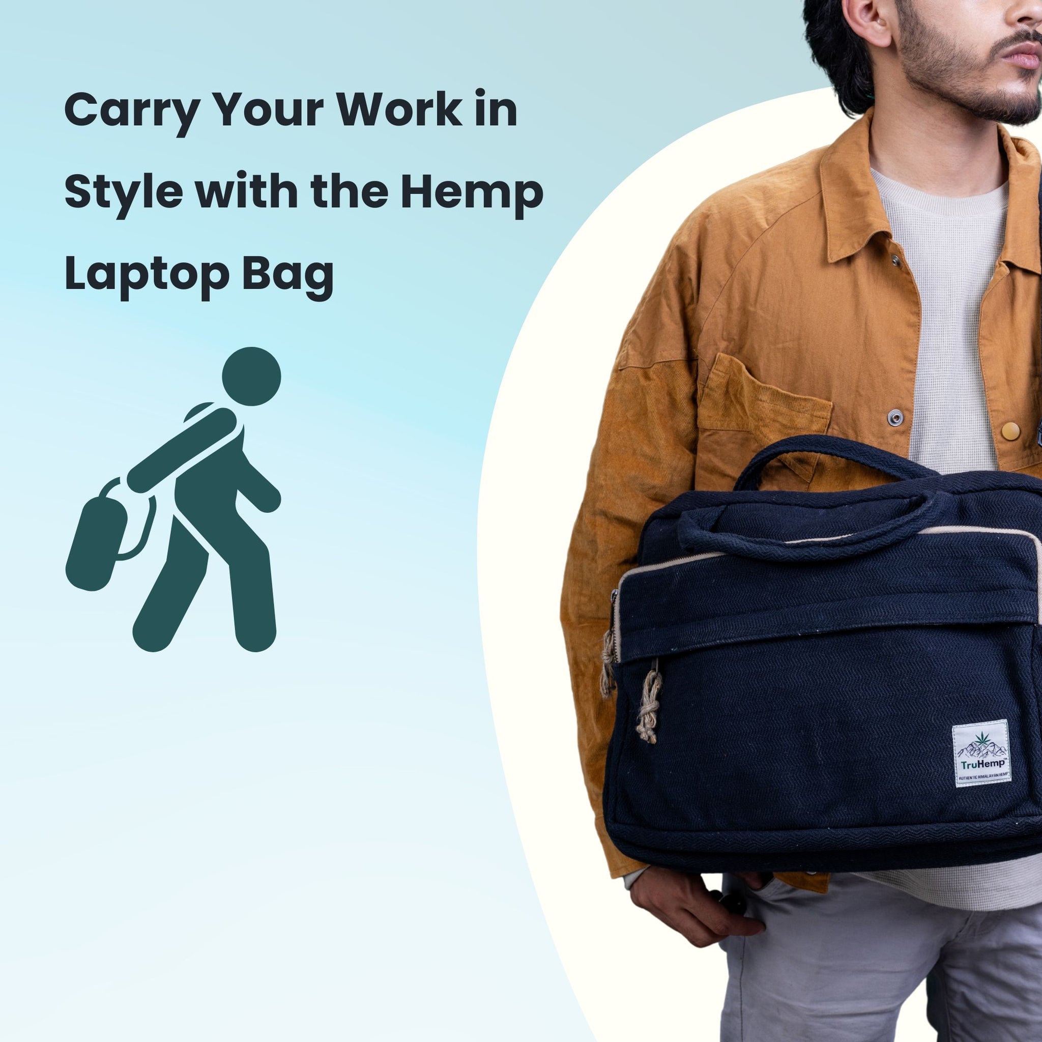 TruHemp Handmade Hemp Side Bag with Cotton Blend– Durable and Stylish Crossbody Messenger Bag with Adjustable Strap