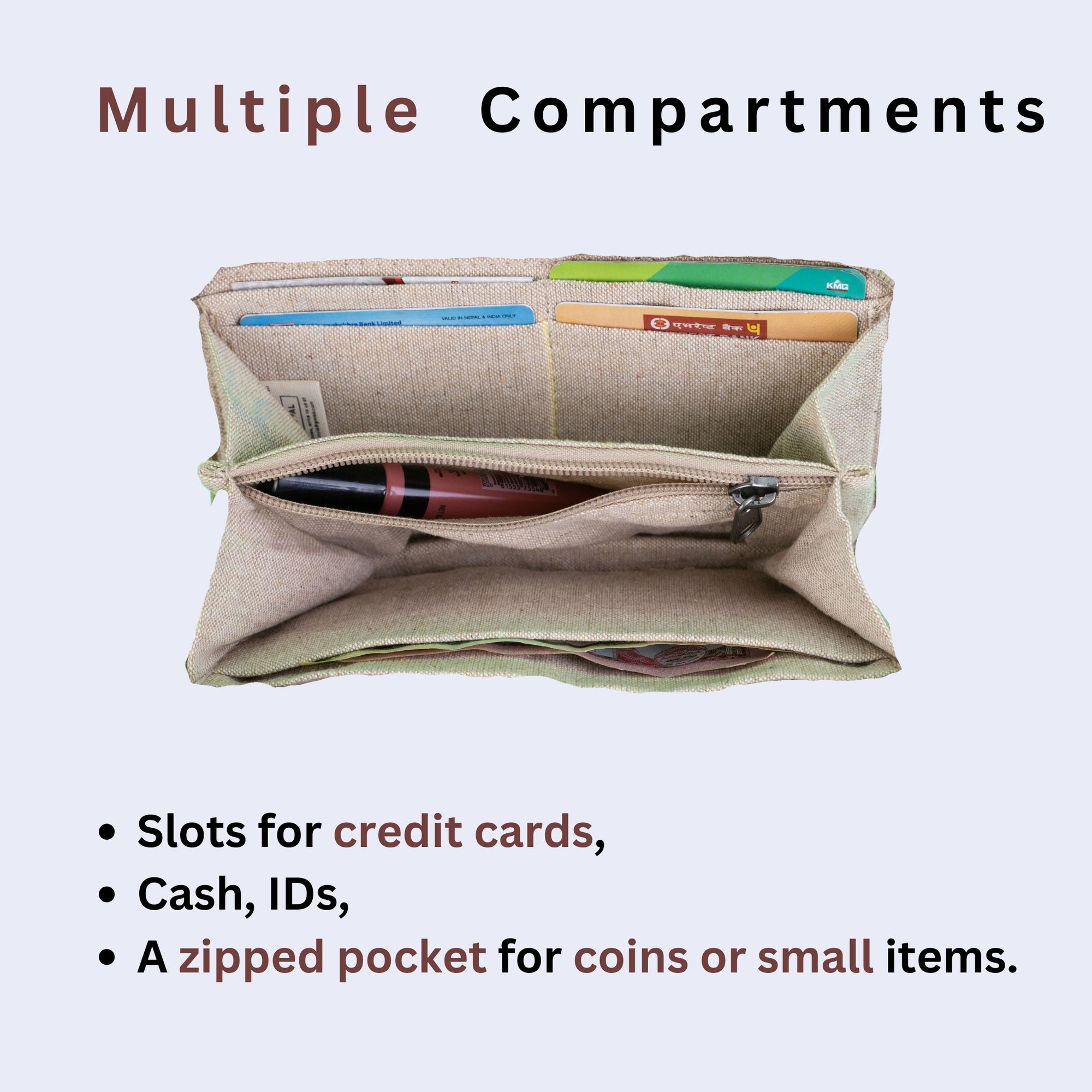 TruHemp Maya Hemp Clutch Wallet, Compact and Lightweight with Multiple Card Slots– Stylish and Durable Travel Purse for Women