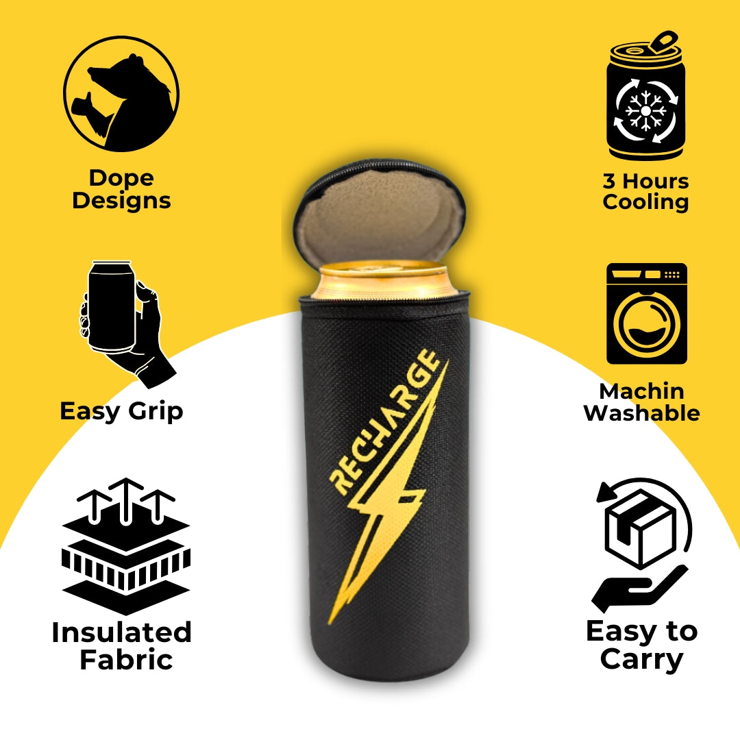 Outer Woods Insulated Beer Can Cooler Sleeve - Set of 4 | Fits 500ml Beer Can | Beer Can Cover (Coozie) with Easy Grip Band & Padded Fabric