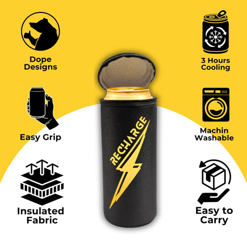 Outer Woods Insulated Beer Can Cooler Sleeve - Set of 4 | Fits 500ml Beer Can | Beer Can Cover (Coozie) with Easy Grip Band & Padded Fabric