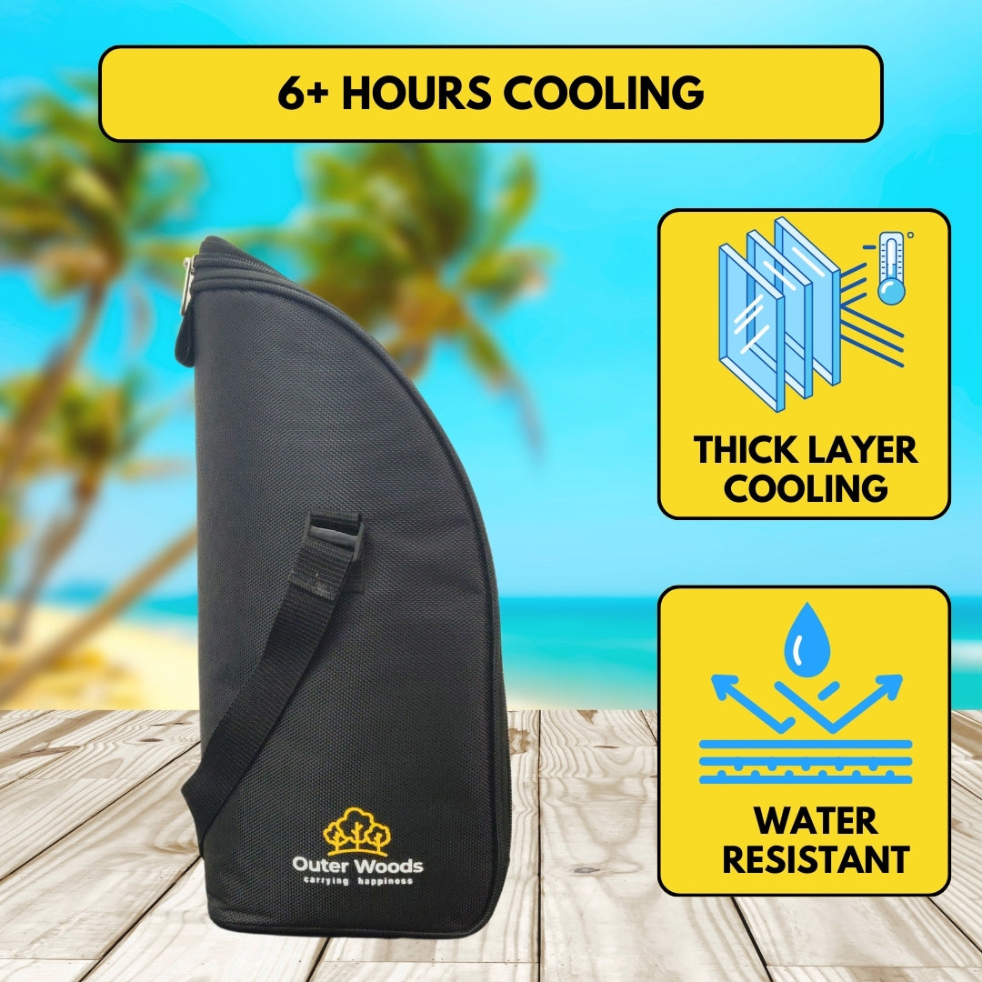 Outer Woods Insulated 1.5 Bottle Cooler Bag, with 2 Units of Ice Gel Pack, for Wine, Beer, Whisky, and All Kinds of Bottles
