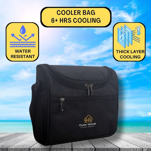 Outer Woods Insulated 8 Pint Bottle Bag, Fits 8 x 330 ml Pint Bottles, 6 to 8 Hours Cooling, Includes 4 Ice Gel Packs