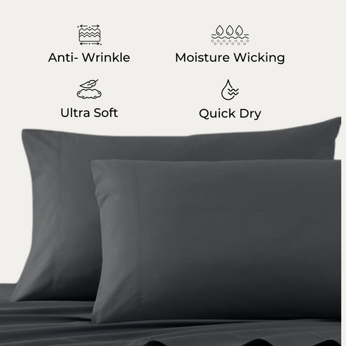 bellolin 100% Cotton Bed Sheet Set with Deep Pocket, 400 Thread Count Extra Soft Bed Sheet, Cooling Sheet with 2 Pillow Covers - 4 Piece Set